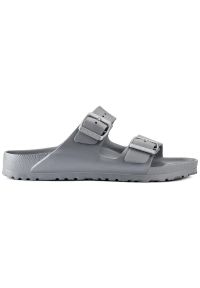 Birkenstock Arizona EVA Metallic Silver Klapki damskie. Okazja: na spacer, na plażę. Kolor: szary. Materiał: materiał. Wzór: paski. Sezon: lato. Styl: elegancki