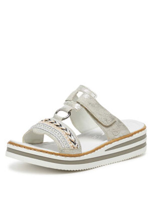 Rieker Klapki V02M6-40 Srebrny. Kolor: srebrny. Materiał: syntetyk