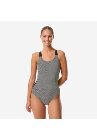 Decathlon - Strój jednoczęściowy do gimnastyki w wodzie/aquabike damski Nabaiji Sofi Sono. Kolor: czarny, beżowy, wielokolorowy #1