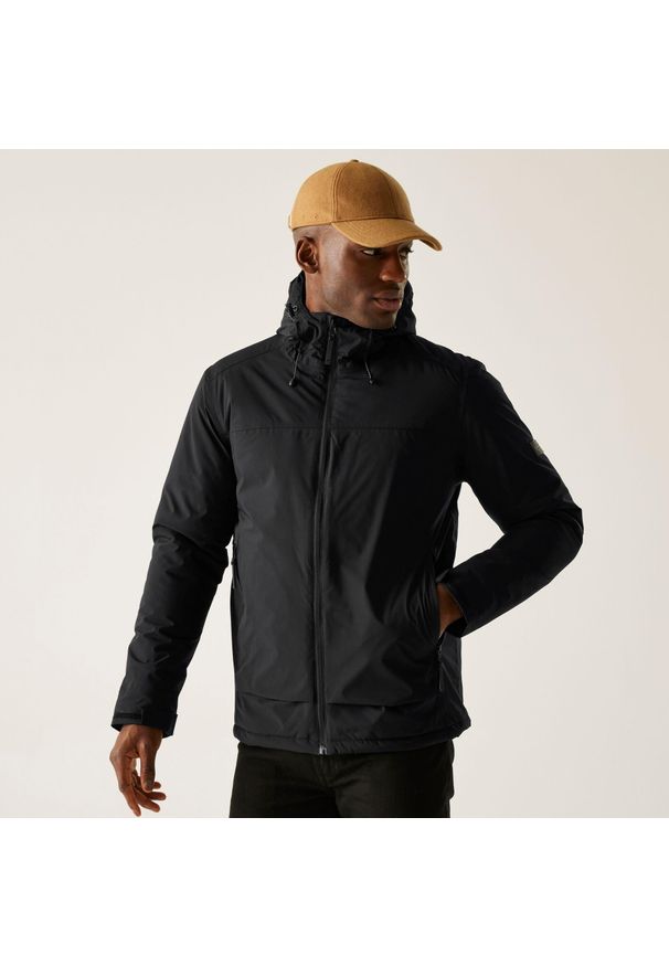 Regatta - Kurtka męska przejściowa przeciwdeszczowa Winsar. Kolor: czarny. Materiał: puch, materiał. Sport: turystyka piesza