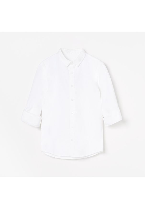 Reserved - Koszula z podwijanymi rękawami - Biały. Kolor: biały