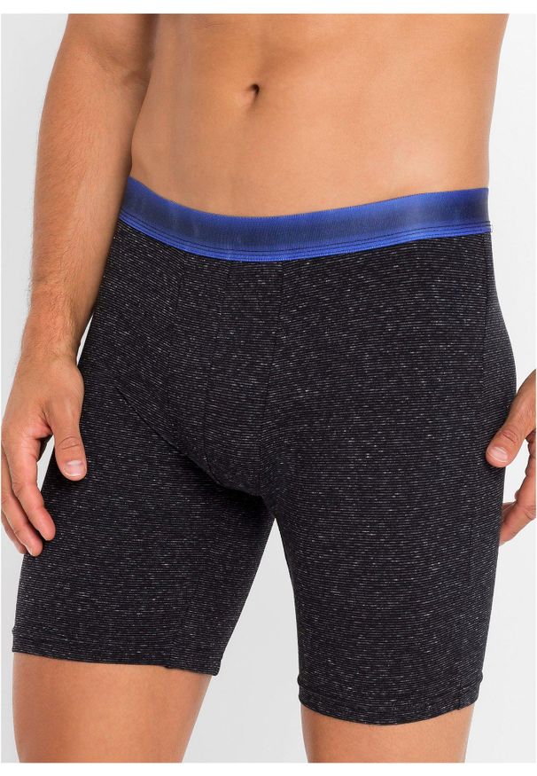 bonprix - Długie bokserki o dopasowanym kroju z bawełną (2 pary). Kolor: szary. Materiał: bawełna, materiał. Długość: długie