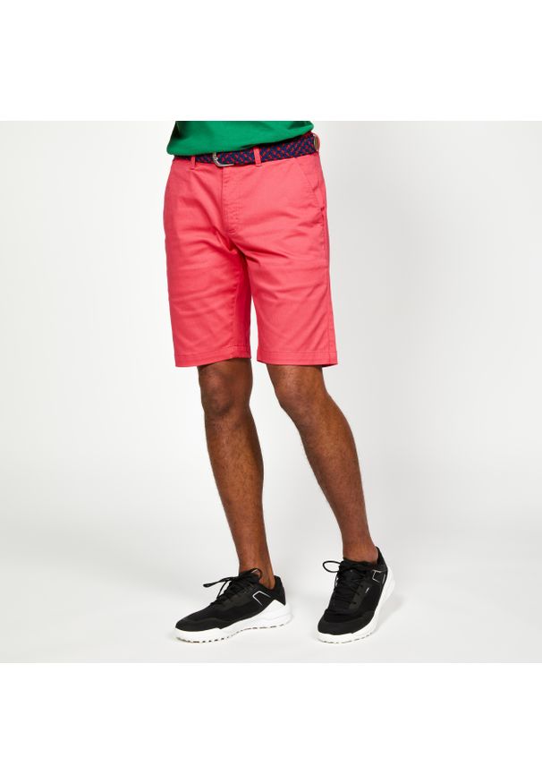 INESIS - Spodenki do golfa chino męskie Inesis MW500. Kolor: różowy. Materiał: poliester, bawełna, materiał, elastan. Sport: golf