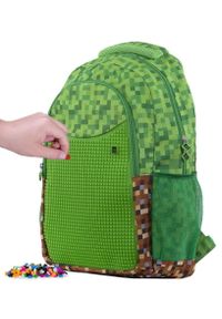 Pixie Crew plecak kreatywny Minecraft zielono-brązowy. Kolor: brązowy, wielokolorowy, zielony. Wzór: paski