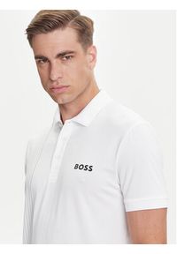 BOSS Polo Check 50545692 Biały Slim Fit. Typ kołnierza: polo. Kolor: biały. Materiał: syntetyk
