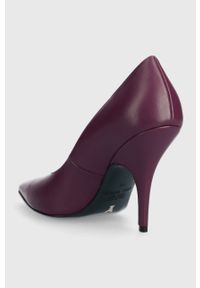 Patrizia Pepe szpilki skórzane kolor fioletowy 8Z0050 L048 M460. Kolor: fioletowy. Materiał: skóra. Obcas: na szpilce. Wysokość obcasa: średni #3