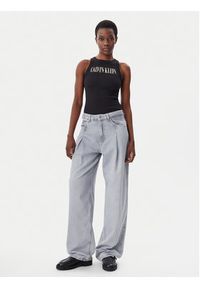 Calvin Klein Jeans Top Varsity J20J225520 Czarny Slim Fit. Kolor: czarny. Materiał: bawełna