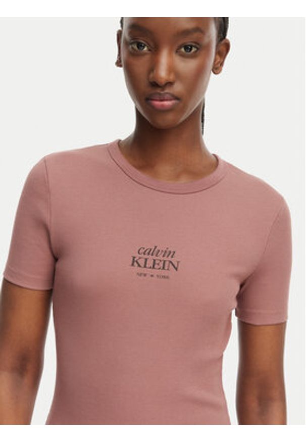 Calvin Klein Jeans Sukienka letnia LV044F241G Brązowy jasny Slim Fit. Kolor: brązowy. Materiał: bawełna. Sezon: lato