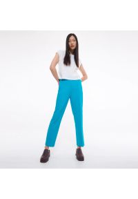Reserved - Eleganckie spodnie z kantem - Turkusowy. Kolor: turkusowy. Styl: elegancki #1
