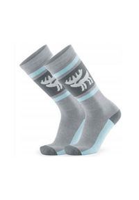 QUNATURE - Skarpetki narciarskie unisex Qunature z wełną merino. Kolor: niebieski, szary, wielokolorowy. Materiał: wełna. Sport: narciarstwo #1