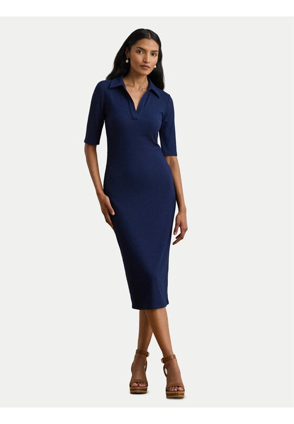 Lauren Ralph Lauren - LAUREN RALPH LAUREN Sukienka dzianinowa 200973609002 Granatowy Slim Fit. Kolor: niebieski. Materiał: syntetyk