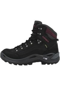 Buty trekkingowe damskie Lowa Renegade Gtx Mid WS. Wysokość cholewki: za kostkę. Zapięcie: sznurówki. Kolor: czerwony, wielokolorowy, czarny, brązowy. Materiał: guma, skóra, tkanina. Szerokość cholewki: normalna