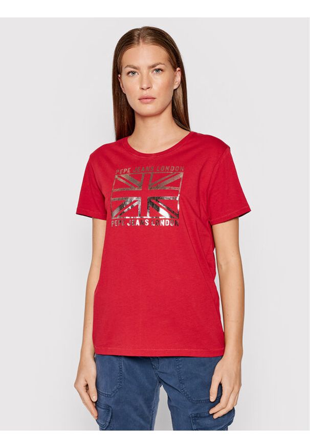 Pepe Jeans T-Shirt Zeldas PL505037 Czerwony Regular Fit. Kolor: czerwony. Materiał: bawełna