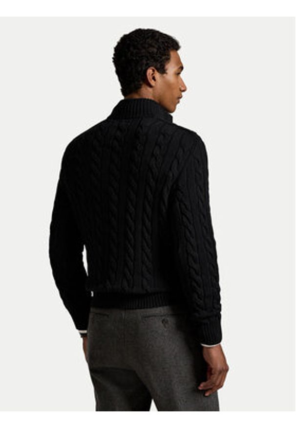Polo Ralph Lauren Sweter 710810841006 Czarny Regular Fit. Typ kołnierza: polo. Kolor: czarny. Materiał: bawełna