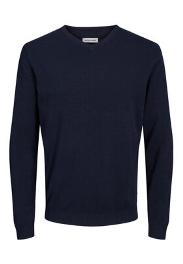 Jack & Jones Sweter 12137194 Granatowy Regular Fit. Kolor: niebieski. Materiał: bawełna