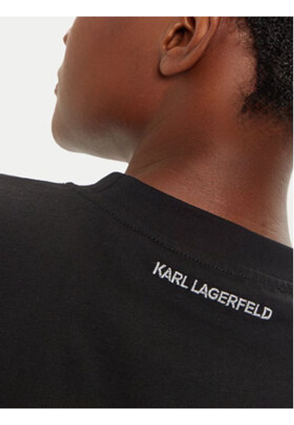 Karl Lagerfeld - KARL LAGERFELD T-Shirt 226W1703 Czarny Relaxed Fit. Typ kołnierza: dekolt w karo. Kolor: czarny. Materiał: bawełna