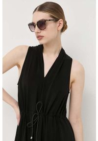 Max Mara Leisure sukienka kolor czarny maxi rozkloszowana. Kolor: czarny. Materiał: dzianina. Długość: maxi #4
