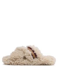 TOMMY HILFIGER - Tommy Hilfiger Kapcie Sherpa Fur Home Slippers Strap FW0FW06576 Beżowy. Kolor: beżowy. Materiał: materiał #7