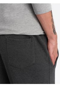 Ombre Clothing - Spodnie męskie dresowe CARROT ze strukturalnej dzianiny - grafitowy melanż V1. Kolor: szary. Materiał: dresówka, dzianina. Wzór: melanż #3