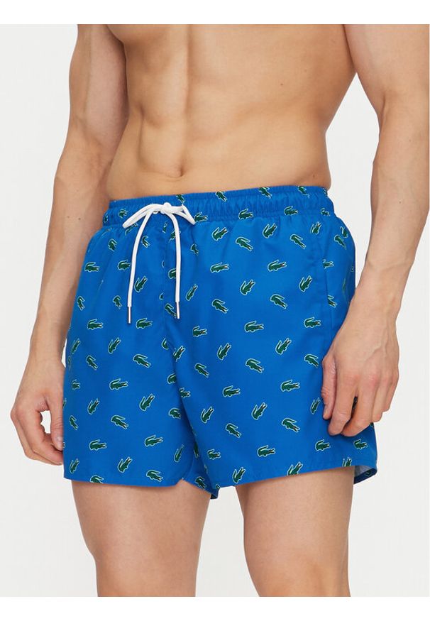 Lacoste Szorty kąpielowe MH7188 Niebieski Regular Fit. Kolor: niebieski. Materiał: syntetyk