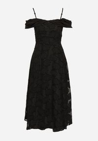 Born2be - Czarna Rozkloszowana Sukienka na Regulowanych Ramiączkach o Taliowanym Kroju Umadea. Kolor: czarny. Długość rękawa: na ramiączkach. Styl: elegancki #6