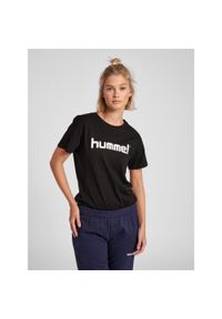Koszulka sportowa z krótkim rękawem damska Hummel Cotton Logo. Kolor: czarny. Długość rękawa: krótki rękaw. Długość: krótkie