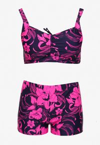 Born2be - Fuksjowe Bikini Dwuczęściowe w Kwiatowy Print Szorty i Stanik Landora. Kolor: różowy. Wzór: nadruk, kwiaty #6