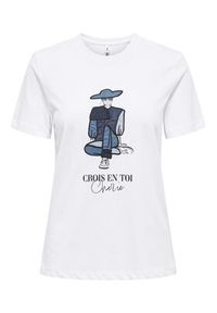 only - ONLY T-Shirt Emma 15329752 Biały Regular Fit. Kolor: biały. Materiał: bawełna #6