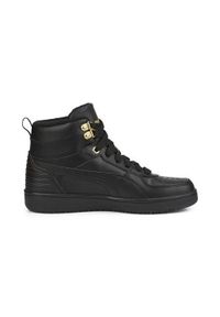 Buty do chodzenia dla dzieci Puma Rebound Rugged JR. Wysokość cholewki: za kostkę. Zapięcie: sznurówki. Kolor: czarny, wielokolorowy. Materiał: materiał, guma, syntetyk. Szerokość cholewki: normalna. Sport: turystyka piesza