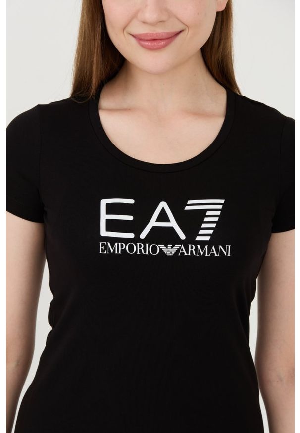 EA7 Emporio Armani - EA7 Czarny damski t-shirt, Rozmiar L. Kolor: czarny