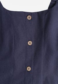 Born2be - Granatowa Rozkloszowana Sukienka z Bawełną Wiskozą i Guzikami Appeia. Okazja: na co dzień. Kolor: niebieski. Materiał: wiskoza, bawełna. Długość rękawa: na ramiączkach. Styl: casual, klasyczny #5