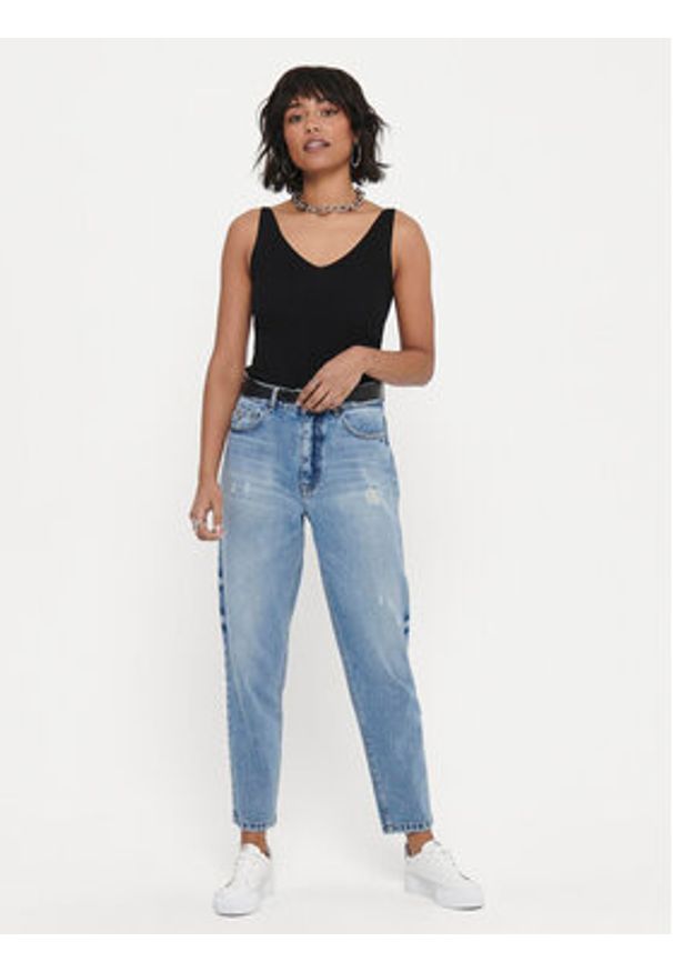 JDY Top Nanna 15180497 Czarny Slim Fit. Kolor: czarny. Materiał: wiskoza