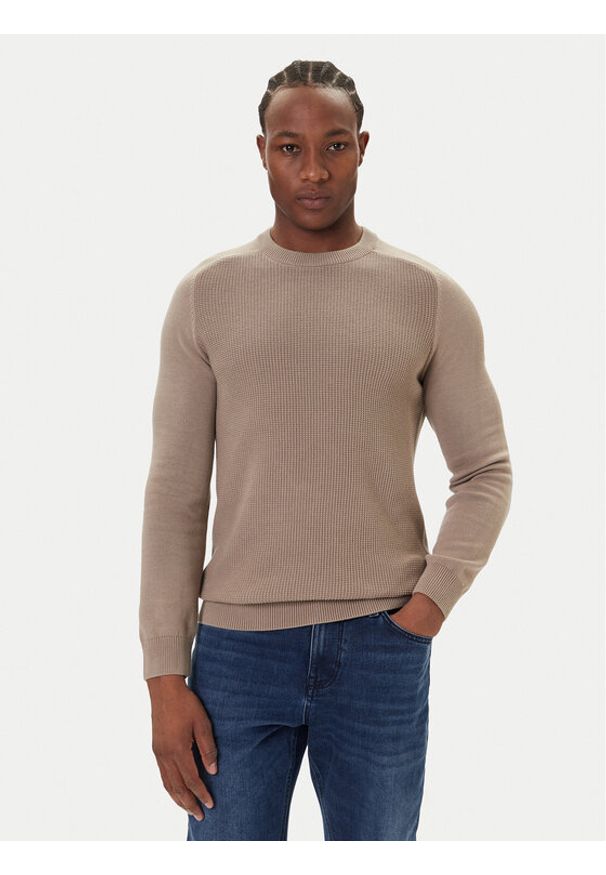 JOOP! Jeans Sweter 15 JJK-11Olivier 30047100 Beżowy Modern Fit. Kolor: beżowy. Materiał: bawełna