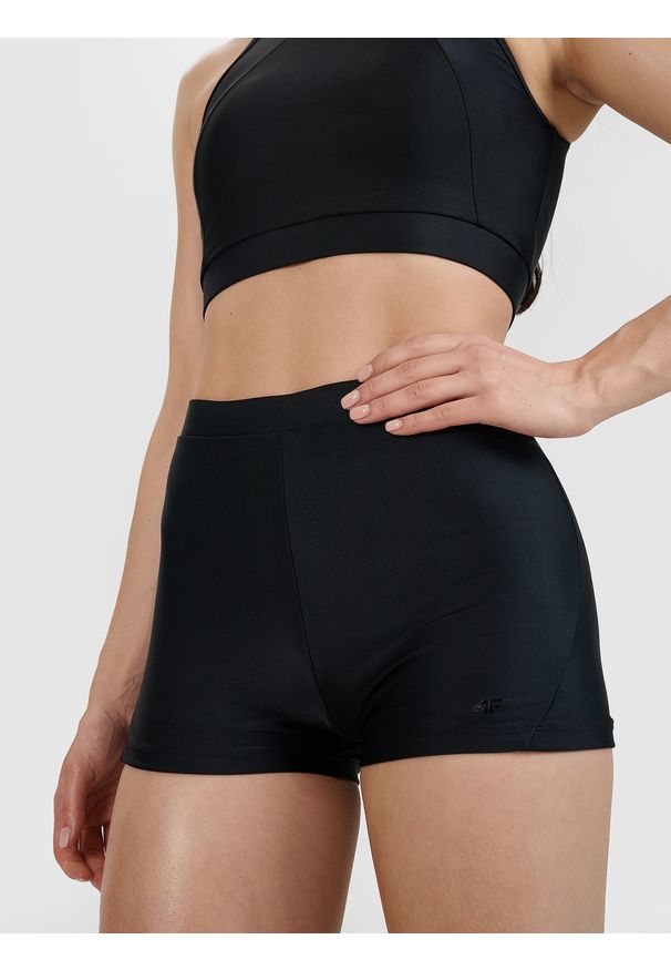 4f - 4F Szorty kąpielowe damskie - czarne XS. Kolor: czarny. Materiał: włókno, syntetyk, materiał, elastan