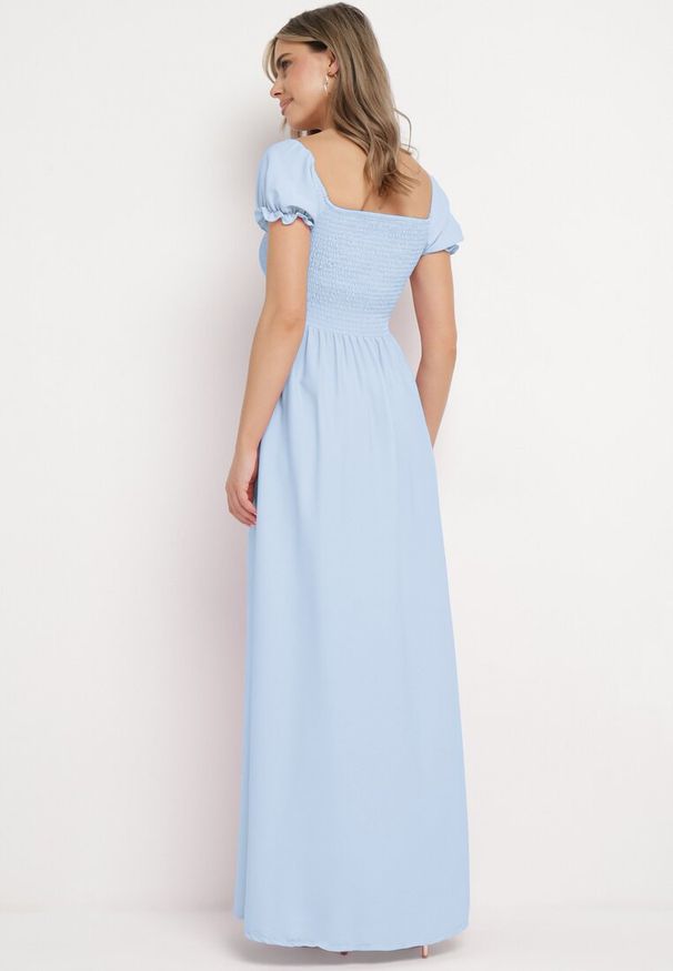 Born2be - Jasnoniebieska Rozkloszowana Sukienka z Elastyczną Górą i Gumką w Talii Aliexava. Okazja: na co dzień. Typ kołnierza: dekolt kwadratowy. Kolor: niebieski. Typ sukienki: proste. Styl: casual, elegancki