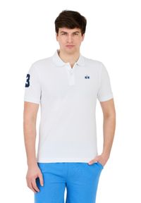 La Martina - LA MARTINA Białe męskie polo z małym logo, Rozmiar L. Typ kołnierza: polo. Kolor: biały #3