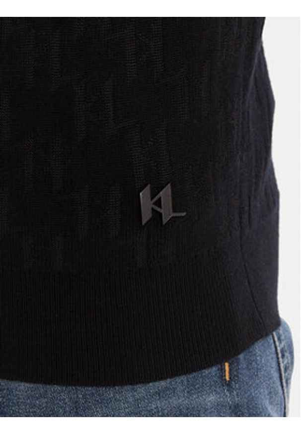 Karl Lagerfeld - KARL LAGERFELD Sweter 655018 554302 Czarny Regular Fit. Typ kołnierza: dekolt w karo. Kolor: czarny. Materiał: wiskoza