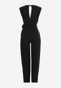 Born2be - Czarny Wiązany Kombinezon z Prostymi Nogawkami i Wiskozą oraz Kwiatową Aplikacją Dimenna. Kolor: czarny. Materiał: wiskoza. Wzór: aplikacja, kwiaty. Styl: elegancki #2