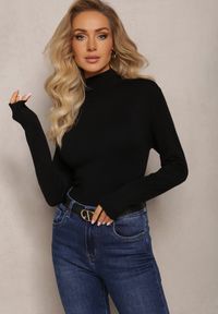 Renee - Czarny Sweter Golf z Wiskozą i Modalem Lamita. Typ kołnierza: golf. Kolor: czarny. Materiał: wiskoza. Długość rękawa: długi rękaw. Długość: długie. Styl: klasyczny #1
