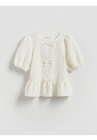 Reserved - Bluzka z baskinką - złamana biel. Materiał: dzianina #1