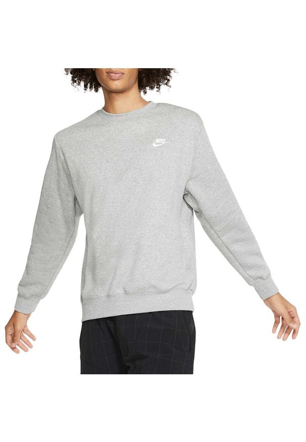 Bluza Nike Sportswear Club BV2662-063 - szara. Kolor: szary. Materiał: polar, bawełna, dzianina, poliester. Styl: sportowy, klasyczny