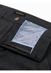 Ombre Clothing - Spodnie męskie chino P832 - grafitowe - M. Kolor: szary. Materiał: tkanina, poliester, elastan, wiskoza. Styl: klasyczny, elegancki #3