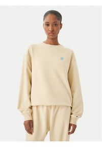 TOMMY HILFIGER - Tommy Hilfiger Bluza Logo Embroidery WW0WW48724 Beżowy jasny Relaxed Fit. Kolor: beżowy. Materiał: bawełna #1