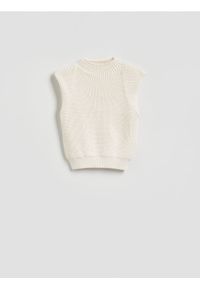 Reserved - Kamizelka z poduszkami na ramionach - złamana biel. Materiał: bawełna, dzianina #1