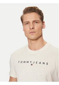 Tommy Jeans T-Shirt Linear Logo DM0DM20744 Beżowy Regular Fit. Kolor: beżowy. Materiał: bawełna