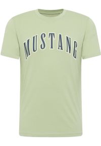 Mustang - MUSTANG Austin Męski T-shirt Koszulka Logo Nadruk Swamp 1014927 6190. Wzór: nadruk #4