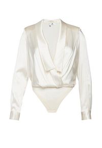 Elisabetta Franchi Body CB-007-57E2-V490 Beżowy Regular Fit. Kolor: beżowy. Materiał: jedwab