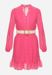 Born2be - Fuksjowa Sukienka Nesilwyn. Kolor: różowy. Materiał: tkanina. Wzór: haft. Styl: boho. Długość: mini #4