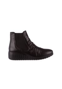 Botki Bayla-196 AVCILAR-01 D76 196035, Czarny, Skóra naturalna - 41. Okazja: na co dzień. Zapięcie: bez zapięcia. Kolor: czarny. Materiał: skóra. Szerokość cholewki: normalna. Obcas: na koturnie. Styl: casual, klasyczny. Wysokość obcasa: średni #1