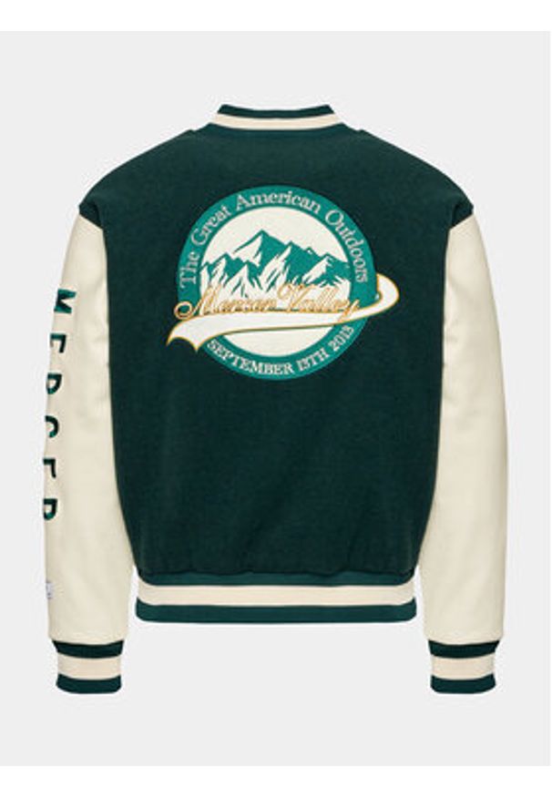 Mercer Amsterdam Kurtka bomber The Varsity MEAP233001 Zielony Regular Fit. Kolor: zielony. Materiał: wełna